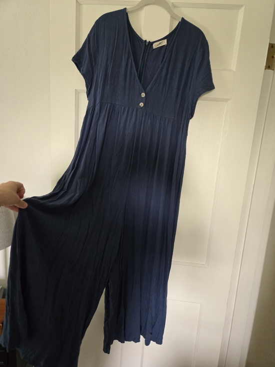 NATURAL LIFE Pants - NATURAL LIFE Teal Blue V-Neck Jumpsuit